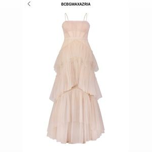 BCBGMAXAZRIA
Sheer Tiered Ruffle Gown